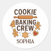 Gepersonaliseerde Cookie Baking Crew – Aangepaste  Ronde Sticker (Voorkant)