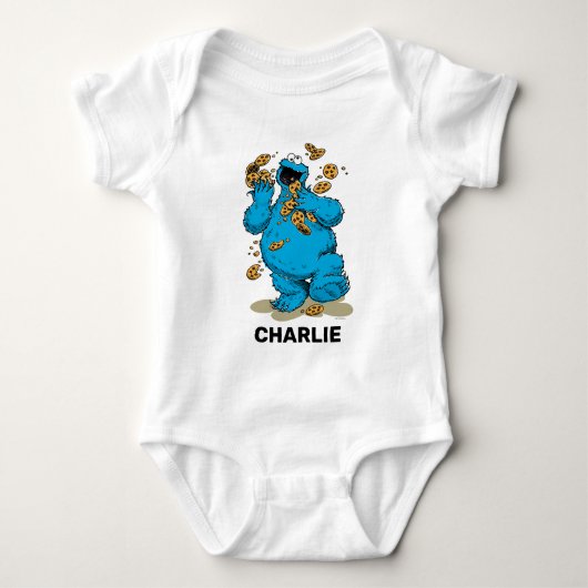 Gepersonaliseerde Cookie Monster Crazy Cookies Bab Romper (Voorkant)
