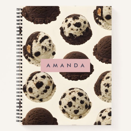 Gepersonaliseerde Cookies & Cream Ice Cream Patter Notitieboek (Voorkant)