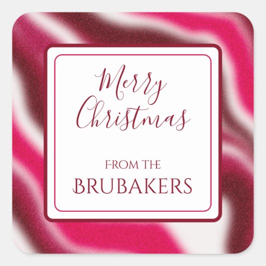 Gepersonaliseerde Cool Candy Cane Red Modern Chris Vierkante Sticker (Voorkant)