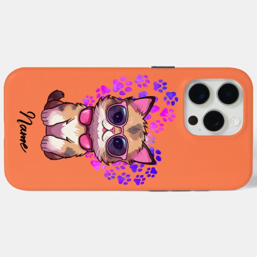 Gepersonaliseerde Cool Cat in Zonnebril Hoesje (Achterkant (horizontaal))