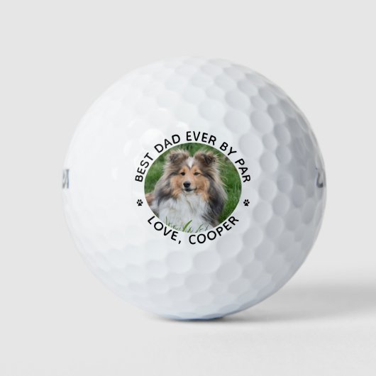 Gepersonaliseerde Cool Dog Foto Moderne Golfer Pa Golfballen (Voorkant)