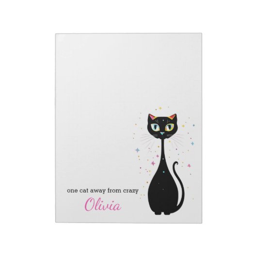 Gepersonaliseerde Cool Kitty Cat Modern Minimalist Notitieblok (Linkerzijde)