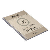 Gepersonaliseerde Cool Monogram Linnen Look Notitieboek (Rechterzijde)