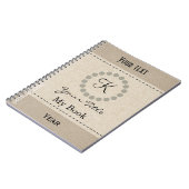 Gepersonaliseerde Cool Monogram Linnen Look Notitieboek (Linkerzijde)