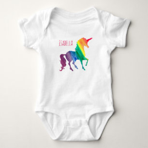 Gepersonaliseerde Cool Rainbow Unicorn Waterverf B Romper