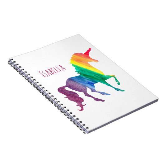Gepersonaliseerde Cool Rainbow Unicorn Waterverf G Notitieboek (Rechterzijde)