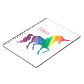 Gepersonaliseerde Cool Rainbow Unicorn Waterverf G Notitieboek (Linkerzijde)