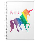 Gepersonaliseerde Cool Rainbow Unicorn Waterverf G Notitieboek (Voorkant)