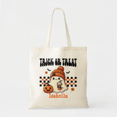 Gepersonaliseerde Cool Retro Ghost Trick or treat  Tote Bag (Voorkant)