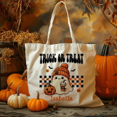 Gepersonaliseerde Cool Retro Ghost Trick or treat  Tote Bag