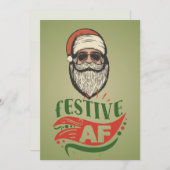 Gepersonaliseerde Cool Retro Santa Flat Vakantie K Feestdagenkaart (Voorkant / Achterkant)