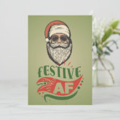 Gepersonaliseerde Cool Retro Santa Flat Vakantie K Feestdagenkaart (Staand voorkant)