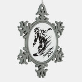Gepersonaliseerde Cool Snowboarding Mountain Tin Sneeuwvlok Ornament (Links)