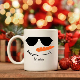 Gepersonaliseerde Cool Sunbril Snowman Koffiemok