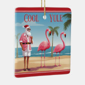 Gepersonaliseerde Cool Yule Santa Beach Kerstmis Keramisch Ornament (Rechts)