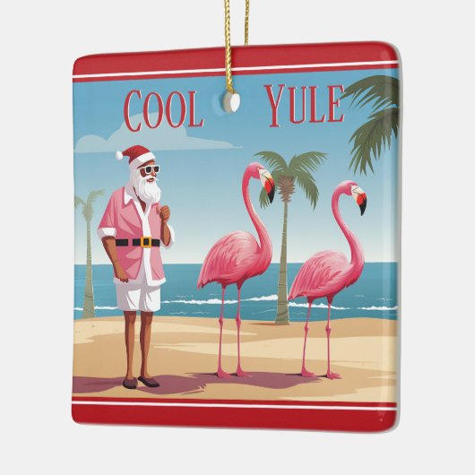 Gepersonaliseerde Cool Yule Santa Beach Kerstmis Keramisch Ornament (Links)