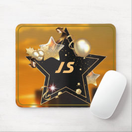Gepersonaliseerde Cool Zwart Goud Metallic Stars G Muismat