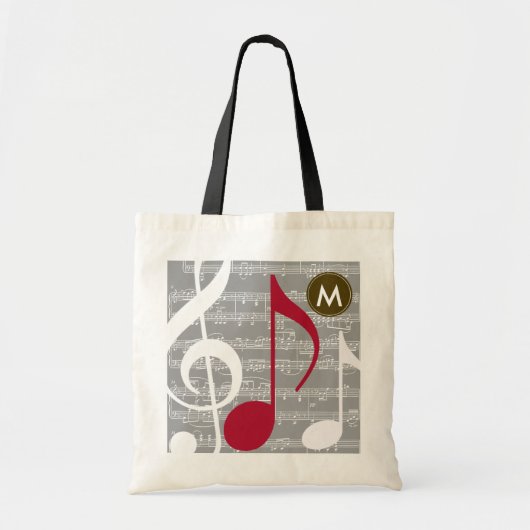 Gepersonaliseerde coole muzieknoten tote bag (Voorkant)