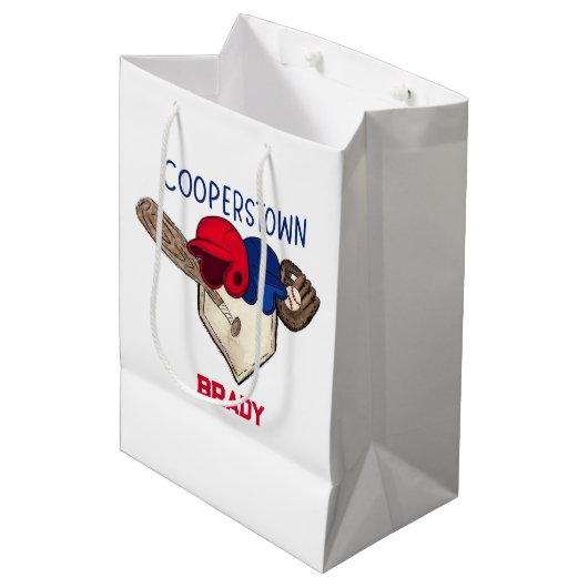 Gepersonaliseerde Cooperstown Baseball Medium Cadeauzakje (Voorkant Gekanteld)