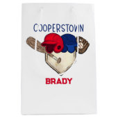 Gepersonaliseerde Cooperstown Baseball Medium Cadeauzakje (Voorkant)