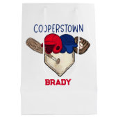Gepersonaliseerde Cooperstown Baseball Medium Cadeauzakje (Achterkant)
