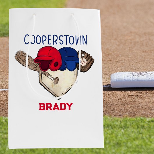 Gepersonaliseerde Cooperstown Baseball Medium Cadeauzakje