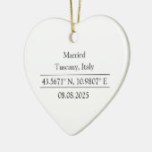 Gepersonaliseerde coördinaten Foto getrouwd Keramisch Ornament (Links)