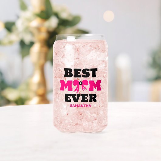 Gepersonaliseerde Coquette Bow Beste ooit Moeder Blikvorm Glas (Insitu (Huwelijk))