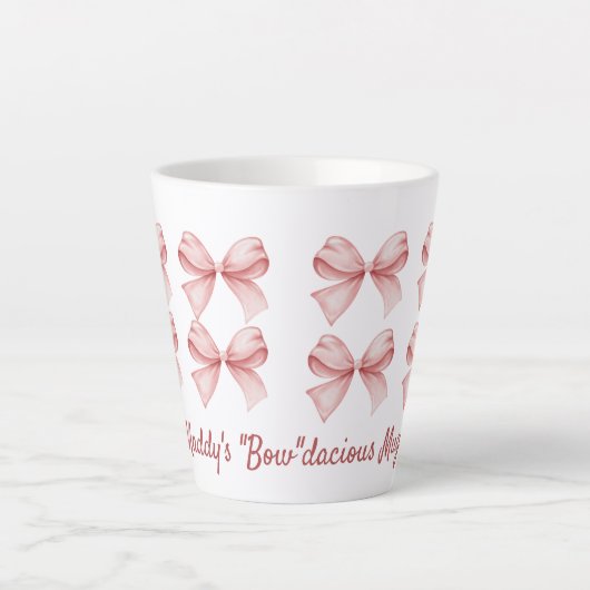 Gepersonaliseerde Coquette "Bow" dacious Pink Bow Latte Mok (Voorkant)