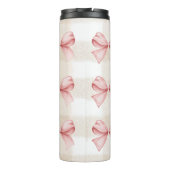 Gepersonaliseerde Coquette Bows met Beige Gingham Thermosbeker (Achterkant)