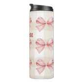 Gepersonaliseerde Coquette Bows met Beige Gingham Thermosbeker (Geroteerd rechts)