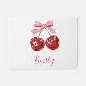 Gepersonaliseerde Coquette Cherry Bow Naam Deurmat (Voorkant)