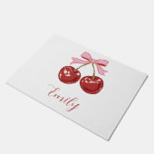 Gepersonaliseerde Coquette Cherry Bow Naam Deurmat (Schuin)
