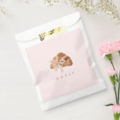 Gepersonaliseerde Coquette Croissant Roze Lint Bedankzakje (Gezegeld)