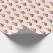 Gepersonaliseerde Coquette Croissant Roze Lint Cadeaupapier (Hoek)