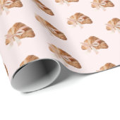 Gepersonaliseerde Coquette Croissant Roze Lint Cadeaupapier (Rol Hoek)