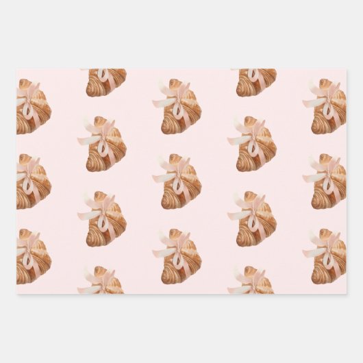 Gepersonaliseerde Coquette Croissant Roze Lint Inpakpapier Vel (Voorkant 3)