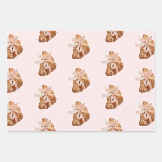 Gepersonaliseerde Coquette Croissant Roze Lint Inpakpapier Vel (Voorkant 2)