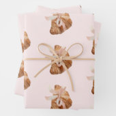 Gepersonaliseerde Coquette Croissant Roze Lint Inpakpapier Vel (In situ)