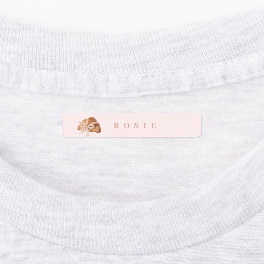Gepersonaliseerde Coquette Croissant Roze Lint Labels (Aangebracht)