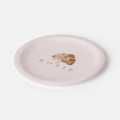 Gepersonaliseerde Coquette Croissant Roze Lint Papieren Bordje (Gekanteld)