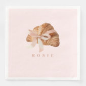Gepersonaliseerde Coquette Croissant Roze Lint Servet (Voorkant)