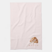 Gepersonaliseerde Coquette Croissant Roze Lint Theedoek (Verticaal)