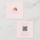Gepersonaliseerde Coquette Croissant Roze Lint Vierkante Visitekaartje (Voorkant / Achterkant)