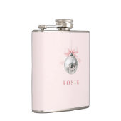 Gepersonaliseerde Coquette Disco Bal Roze Lint Heupfles (Rechts)