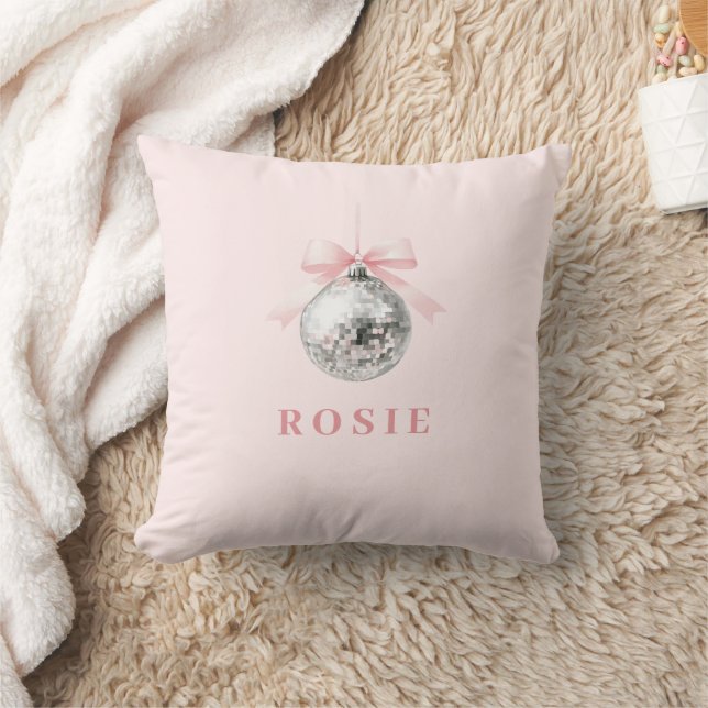 Gepersonaliseerde Coquette Disco Bal Roze Lint Kussen (Deken)