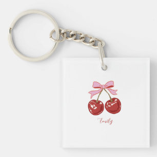 Gepersonaliseerde Coquette Kersenslus Naam Sleutelhanger