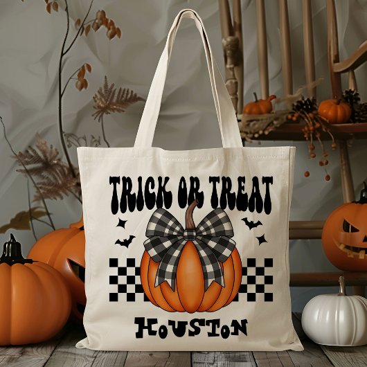 Gepersonaliseerde Coquette Pompoen Trick or treat  Tote Bag