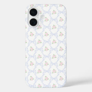 Gepersonaliseerde Coquette Preppy Bloemen iPhone 16 Hoesje